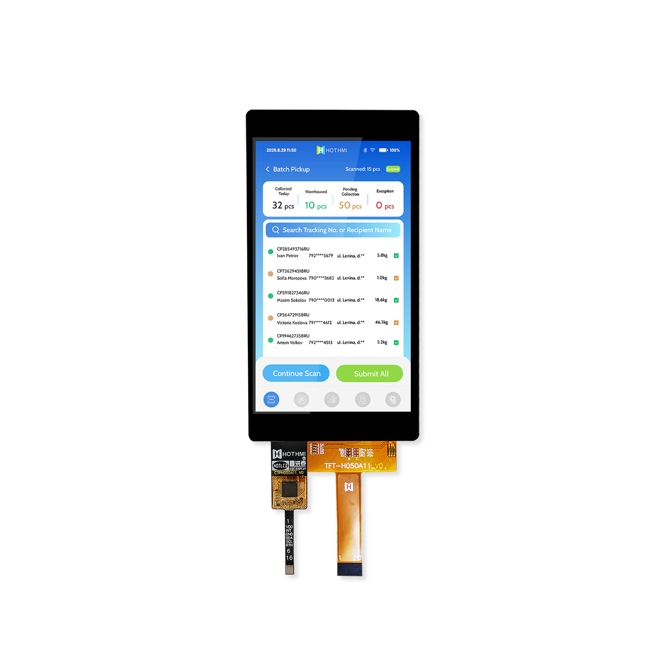 5.0 inch TFT LCD With Capacitive Touch Panel